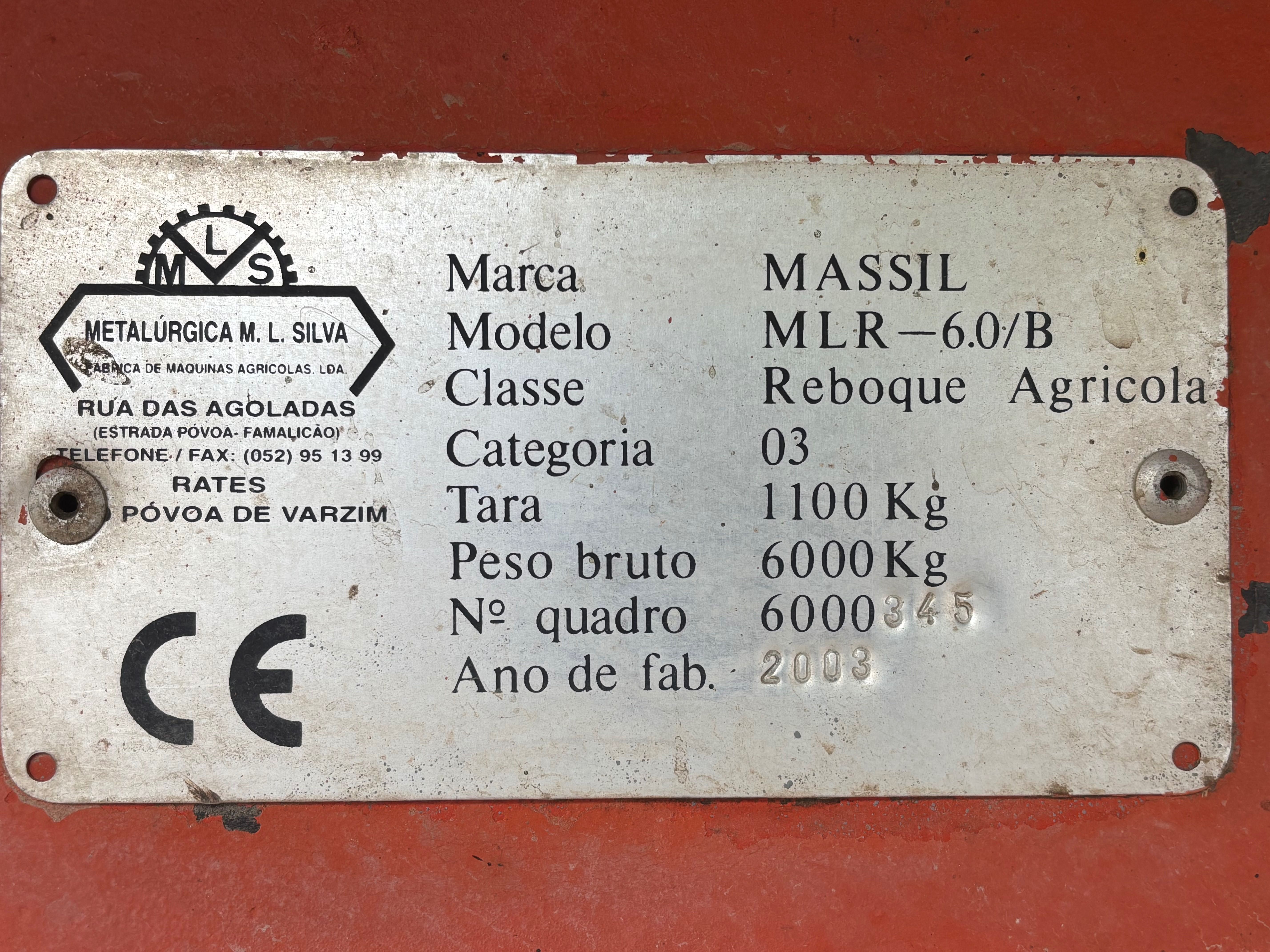 Reboque Agrícola Massil 6T