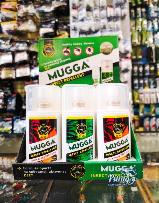 Mugga Strong 50% DEET - spray na komary i kleszcze, czerwona