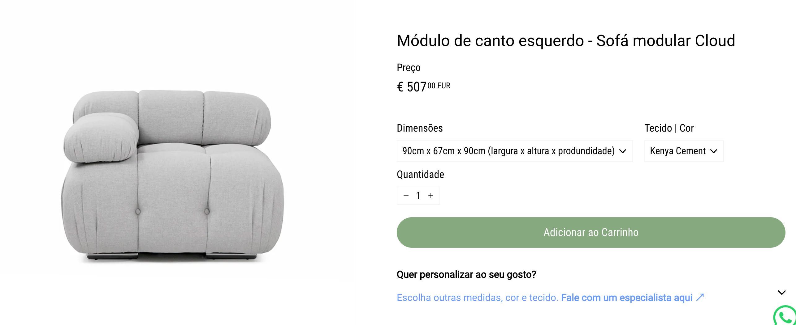 Sofá Modular Cloud Cinzento