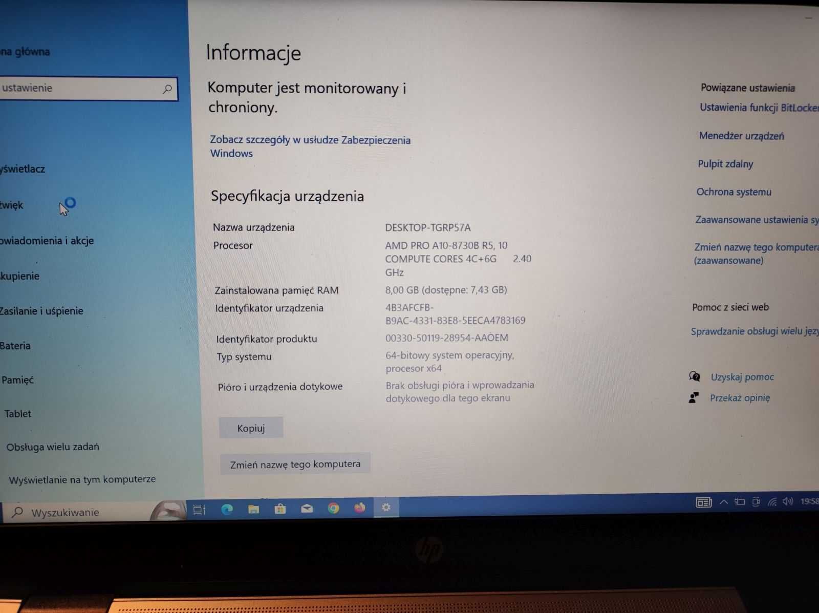 HP EliteBook 745 G4 + stacja dokujaca