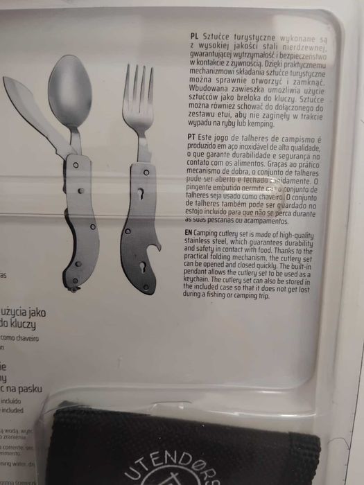 Niezbędnik Turystyczny sztućce Outdoor 4w1 Łyżka Nóż Widelec Otwieracz