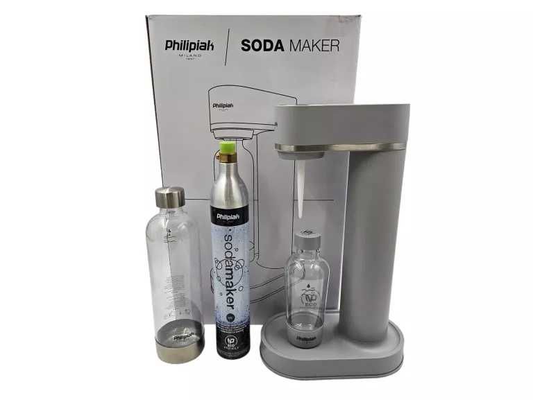 Nowy saturator SodaStream Philipiak szary + nabój z gazem + 2 butelki