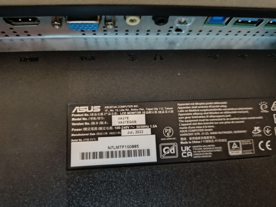 Monitor Asus VA27EQSB 27 cali 75 Hz Full HD gwarancja