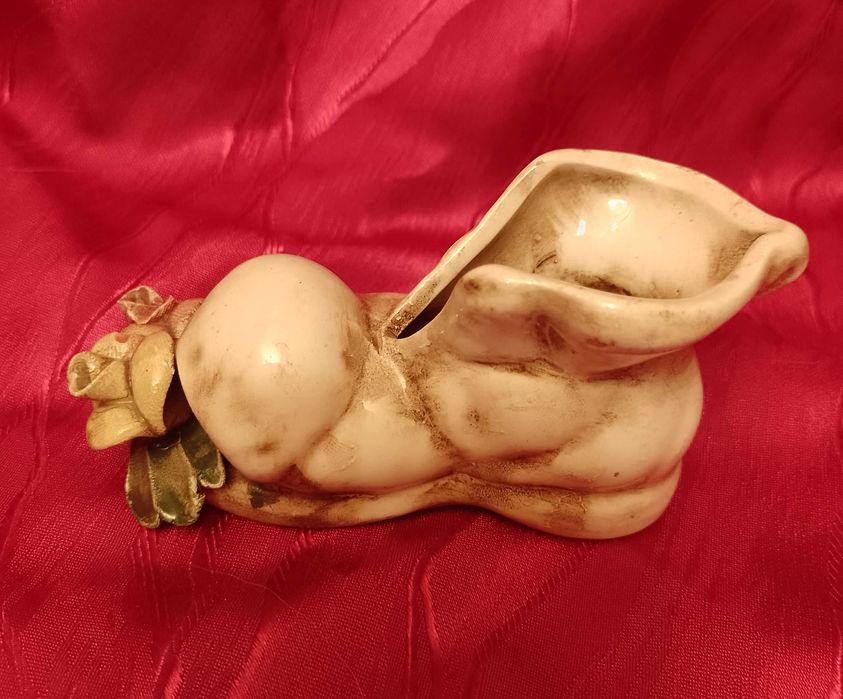 Ceramika but trzewik z kwiatem, vintage