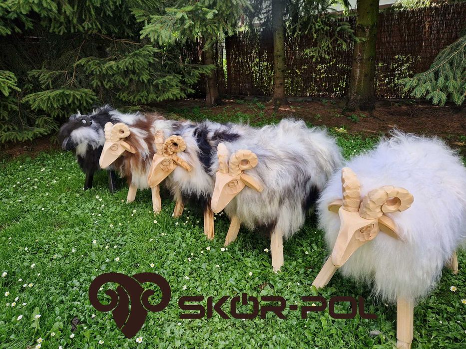 Baran Dekoracyjny Obity Skórą Owczą Stołek Krzesło Skór-Pol