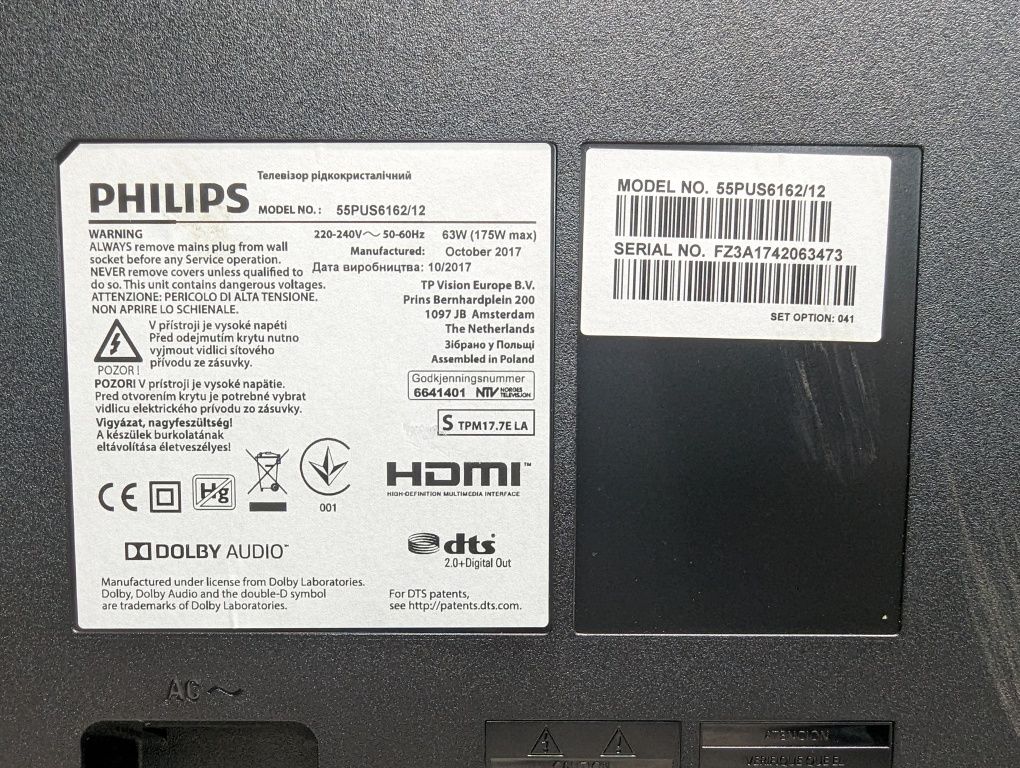 Philips 55PUS6162 4K UltraHD SmartTV WiFi