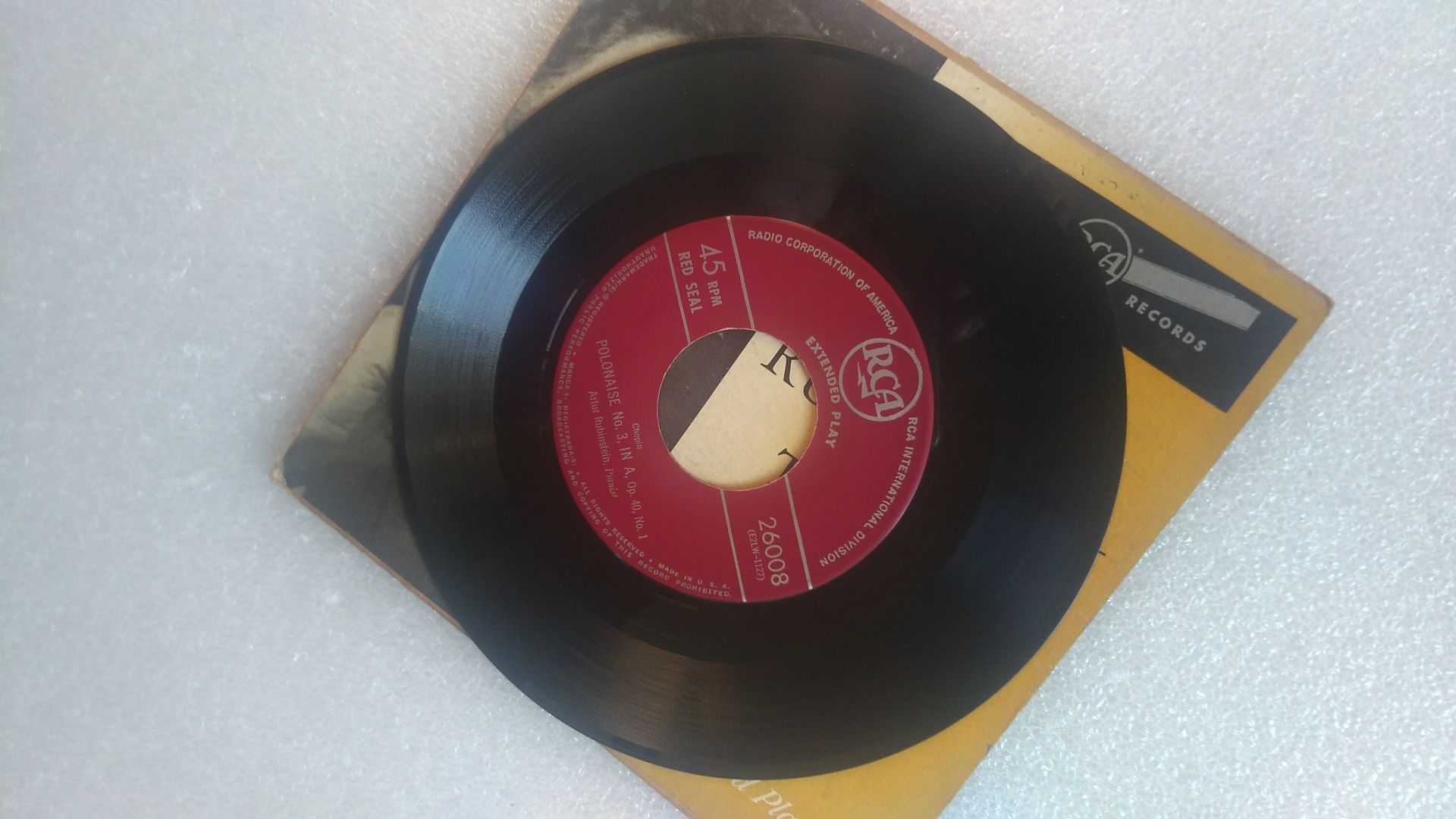 Raro vinil single Artur Rubinstein – Zwei Chopin Polonaisen