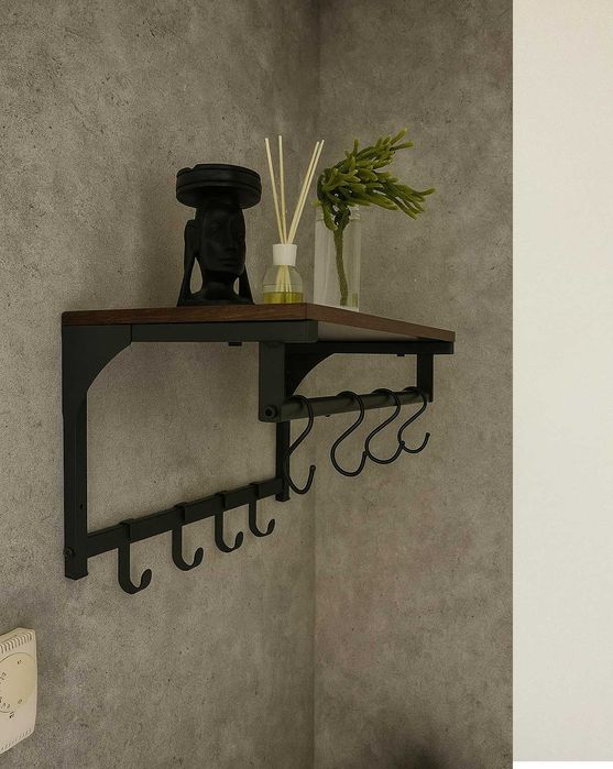 Półka łazienkowa z 8 haczykami do powieszenia na ubrania dom