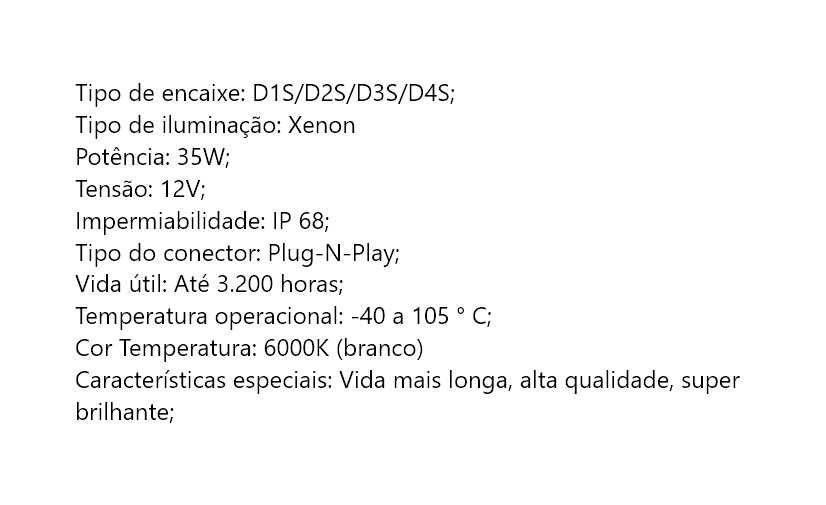 Lâmpadas Xenon d1s d3s d3r d2s d2r d4r d8s - Entrega imediata