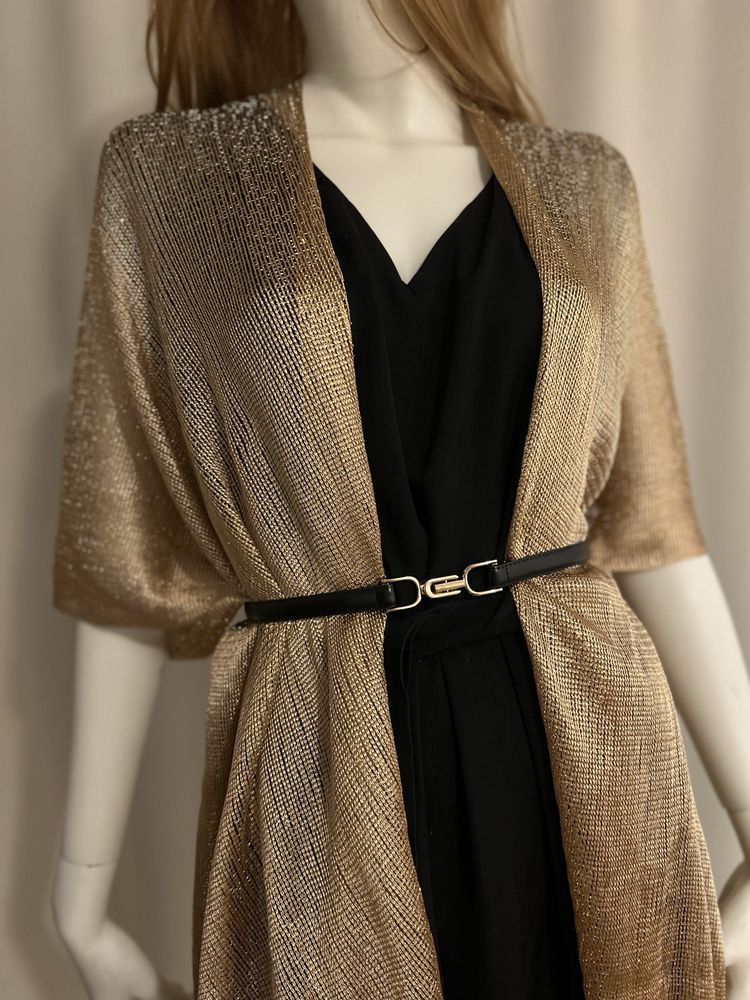 Zlota narzutka poncho elegancka kimono luksus