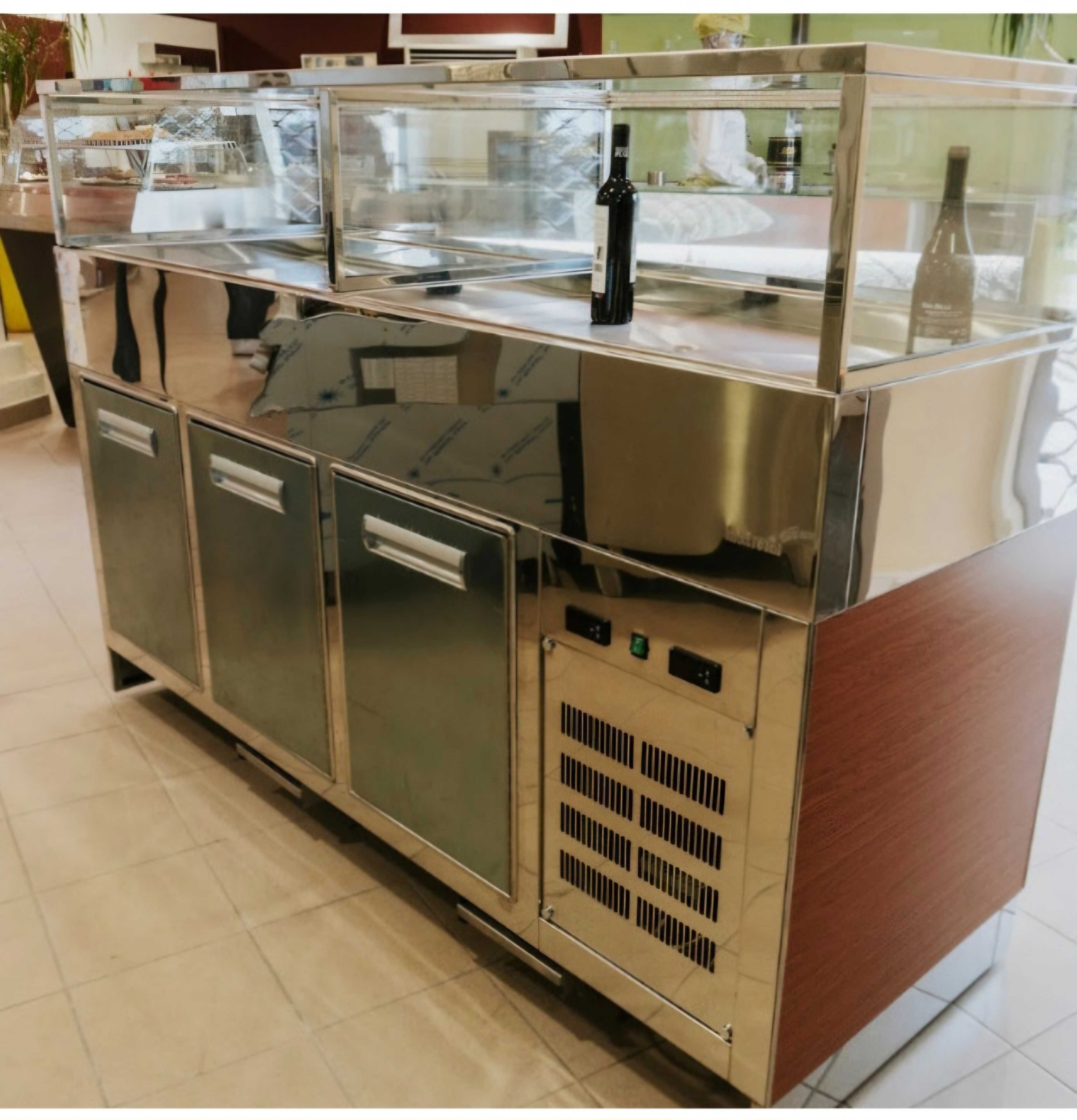 Vitrine de peixe e carne