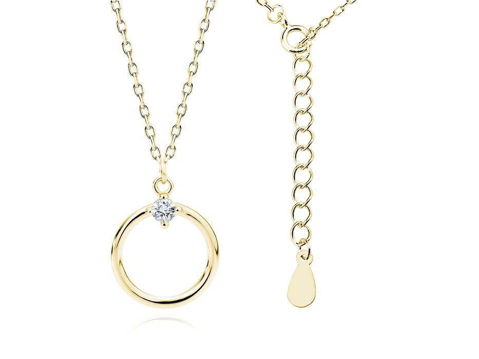 Pozłacany Srebrny Naszyjnik Kółko Circle Cyrkonia Z1973Ng_W