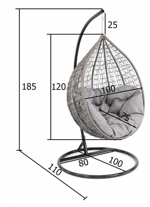 Fotel Wiszący Bujany Ogrodowy Kosz Huśtawka Kokon + Poduszki Gratis