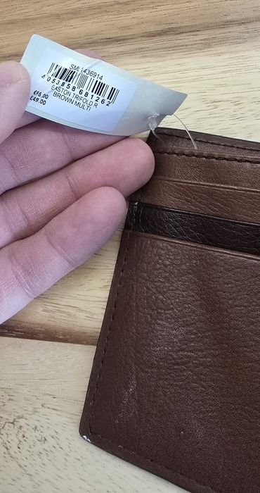 Oryginalny Fossil Męski portfel skórzany Trifold