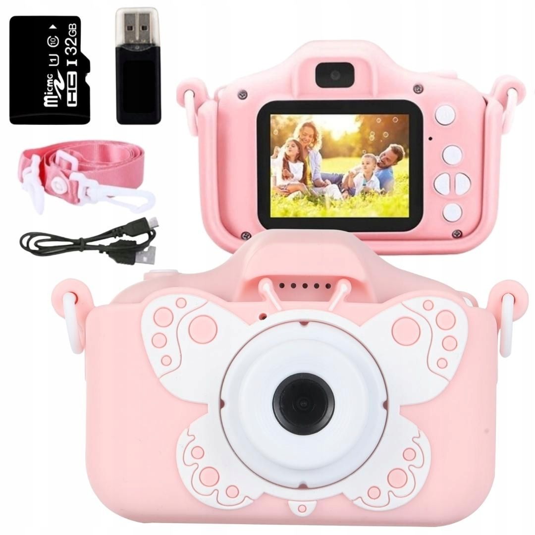 Aparat Cyfrowy Dla Dzieci Kamera Gry Zabawka + Karta 32Gb - Różowy