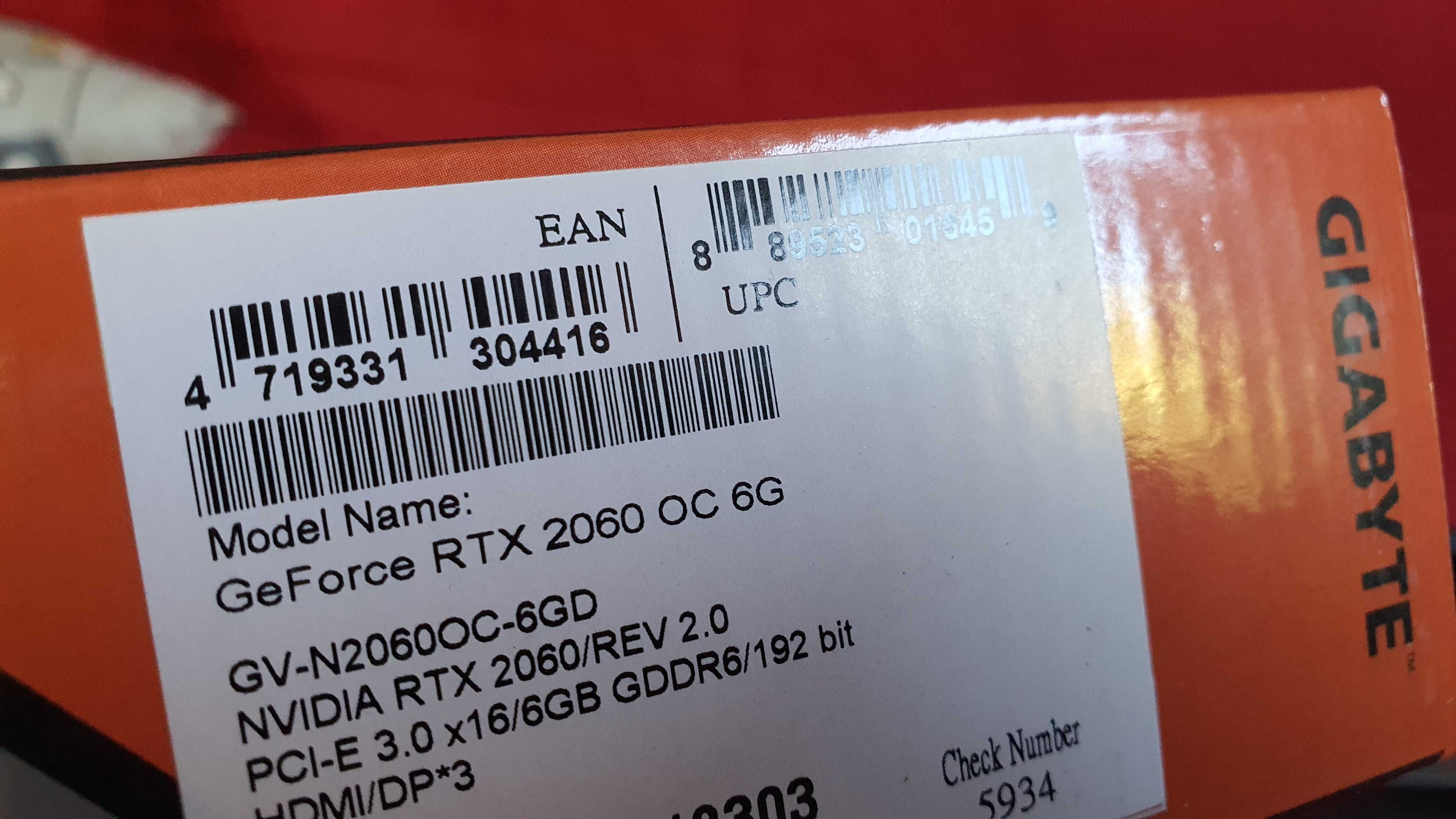 Sprzedam kartę graficzną Gigabyte RTX 2060 OC 6GB