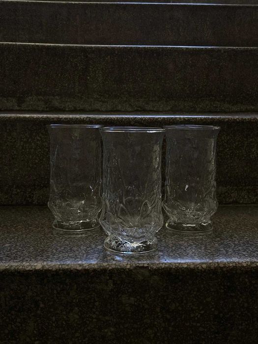 5 szklanek z motywem kwiatowym szkło lodowe Anchor Hocking Rainflower