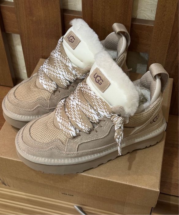 Кросівки зимові оригінал UGG lowmel sneakers black chestnut sand