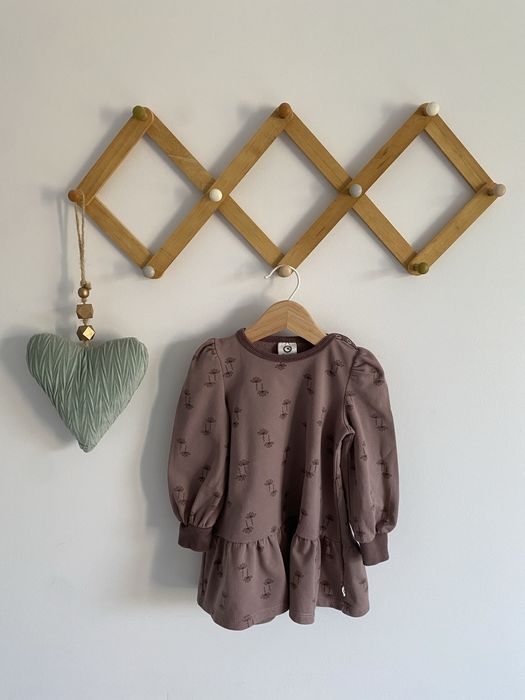 Sukienka musli wrzosowa wzorek 80 falbanka kwiatki jak newbie