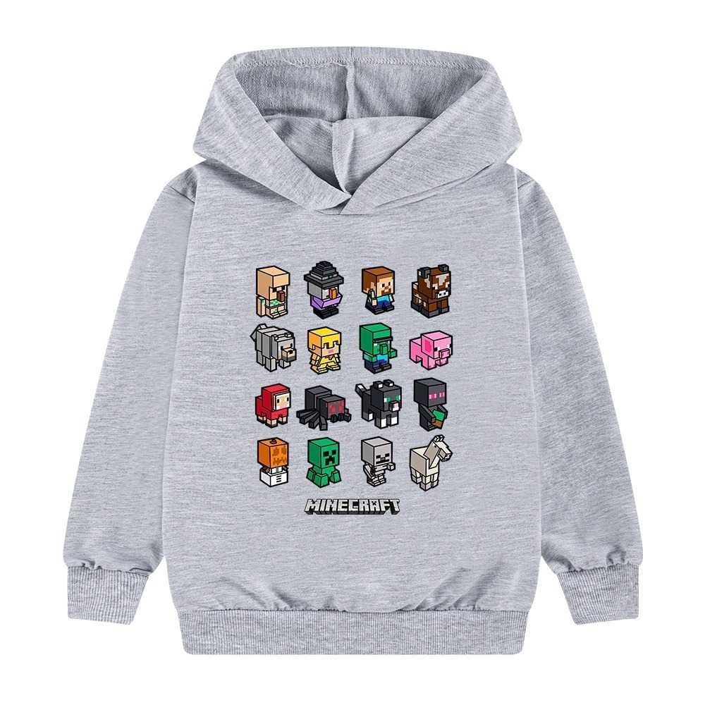 MINECRAFT Bluza z kapturem szara 120