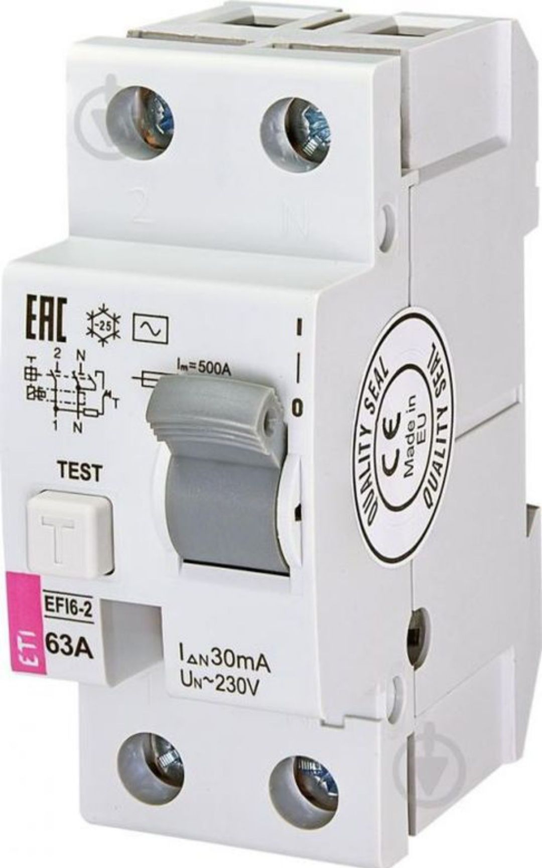 Дифференциальный автоматический выключатель (УЗО) ETI EFI-2 2p 63А 30м