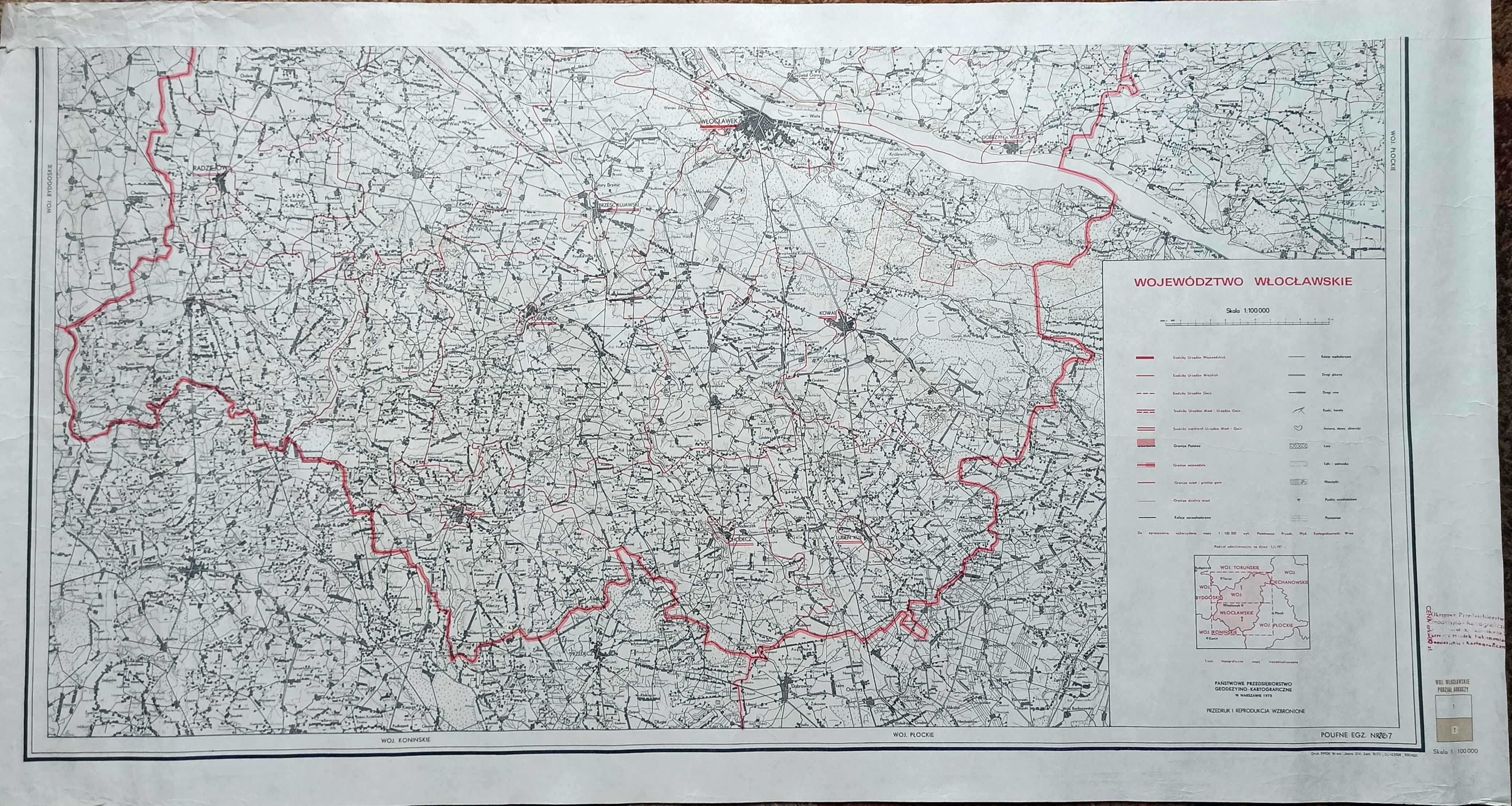 Mapa topograficzna  1:100 000.  Woj. Włocławskie. Arkusz 2 Włocławek