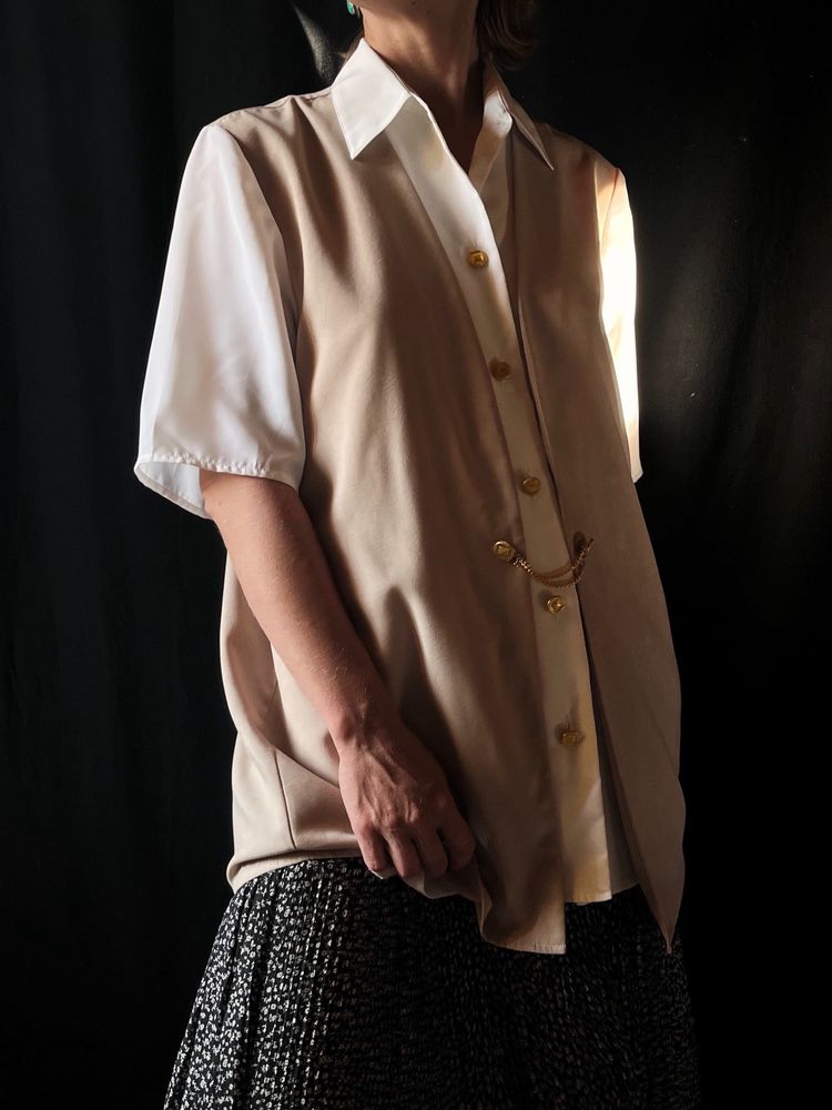 Шикарна вінтажна блуза з жилеткою