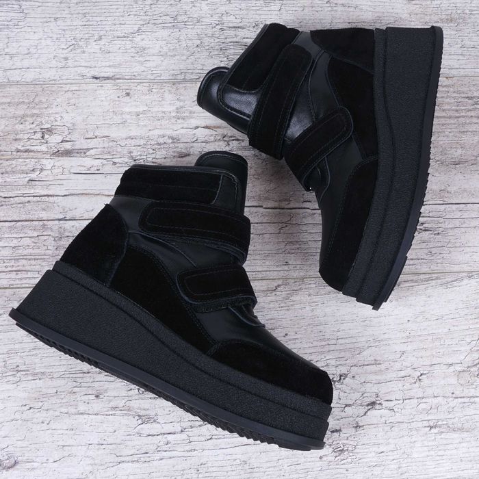 Черевики зимові жіночі натуральні шкіряні на танкетці снікери 36-41