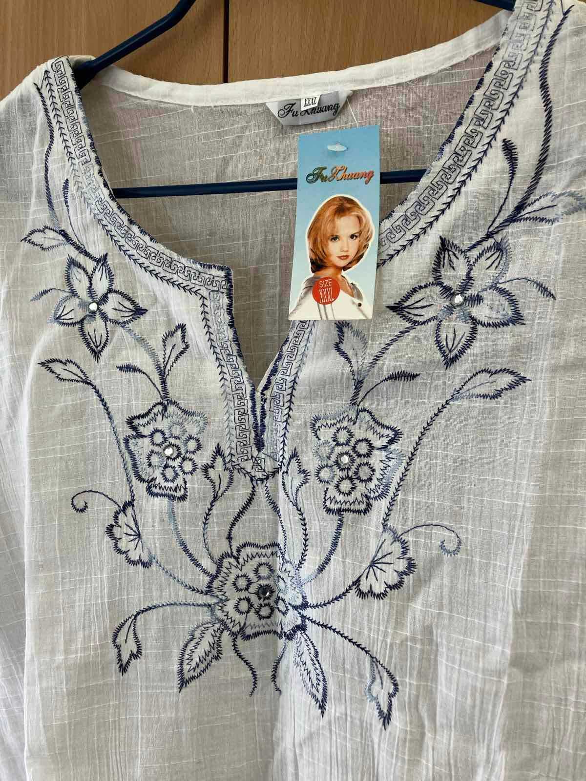Блуза женская летняя с вышивкой, XXXL