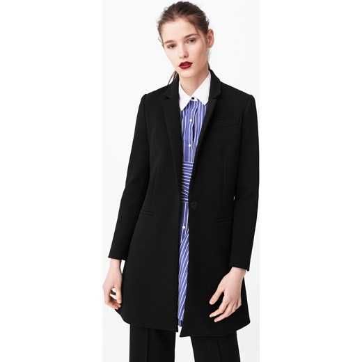 Mango czarny płaszcz XS 34 o kroju marynarki