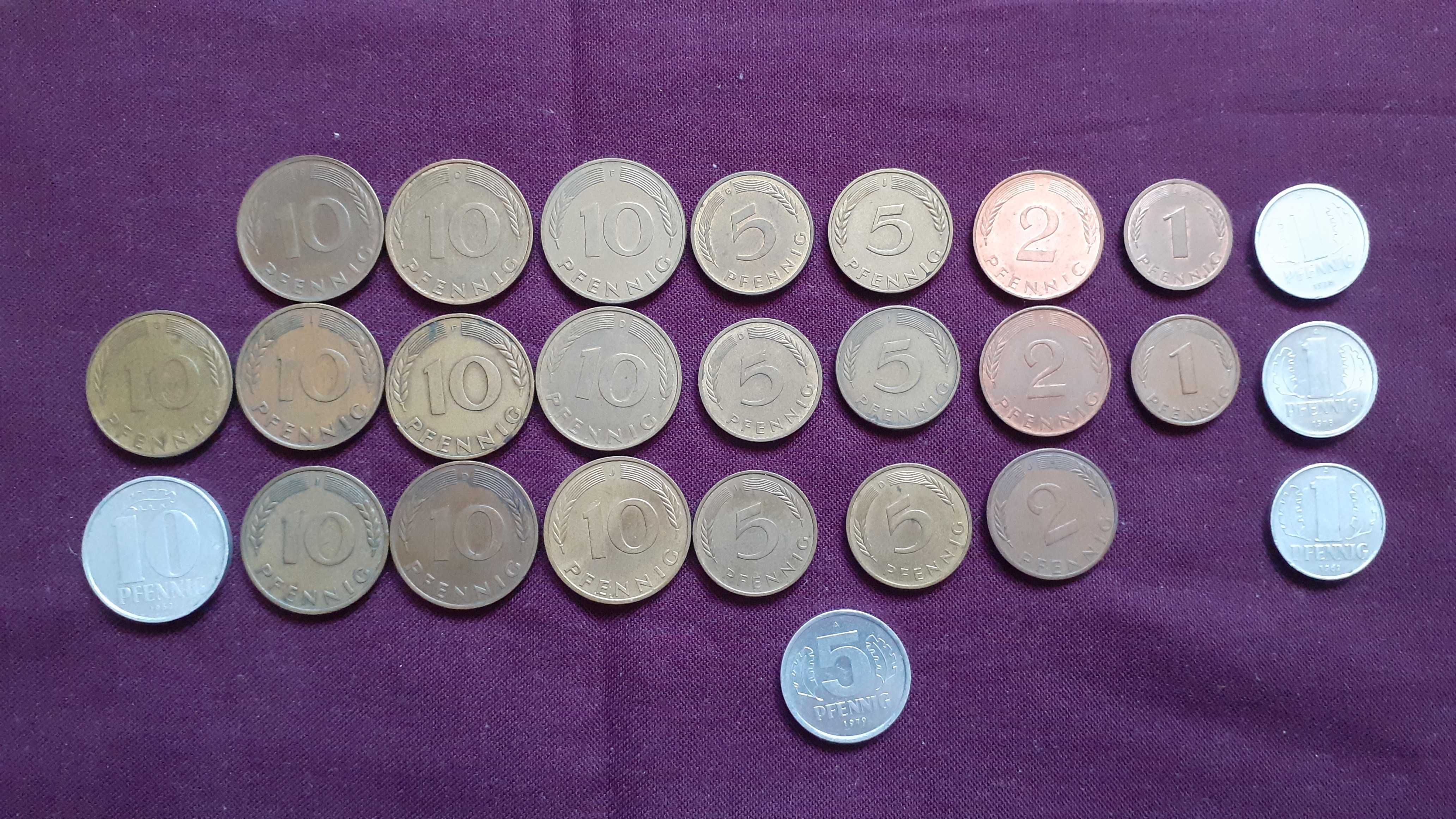Kolekcja monet Niemcy Pfennigi 1,2,5,10 lata 1950 do 1995