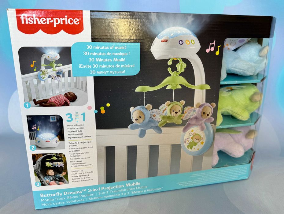 Мобиль проектор карусель ночник на кроватку Fisher Price CDN41