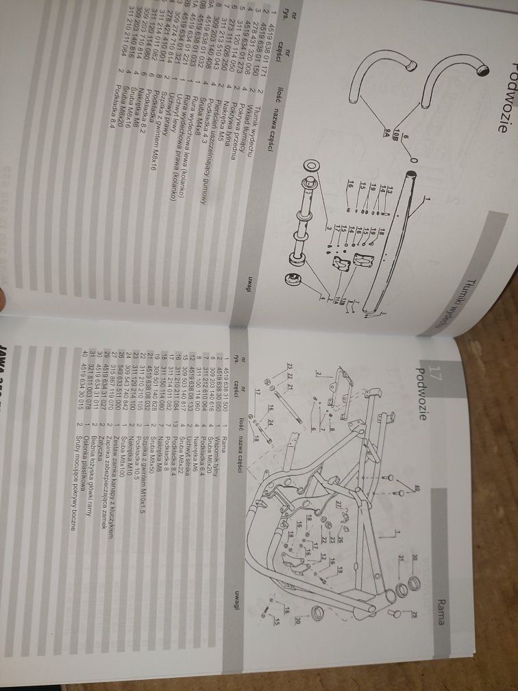 Sprzedam instrukcje obsługi katalog czesci rama silnik jawa 350 ts