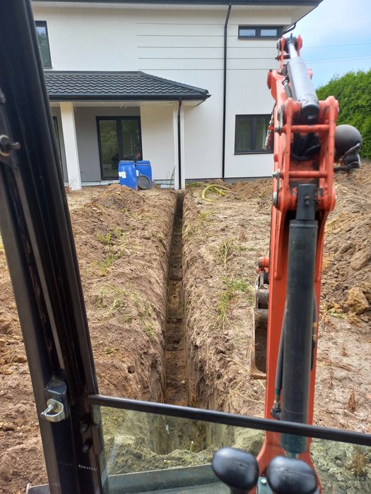 Drenaż Odwodnienie, minikoparka, rura drenarska, szambo ekologiczne