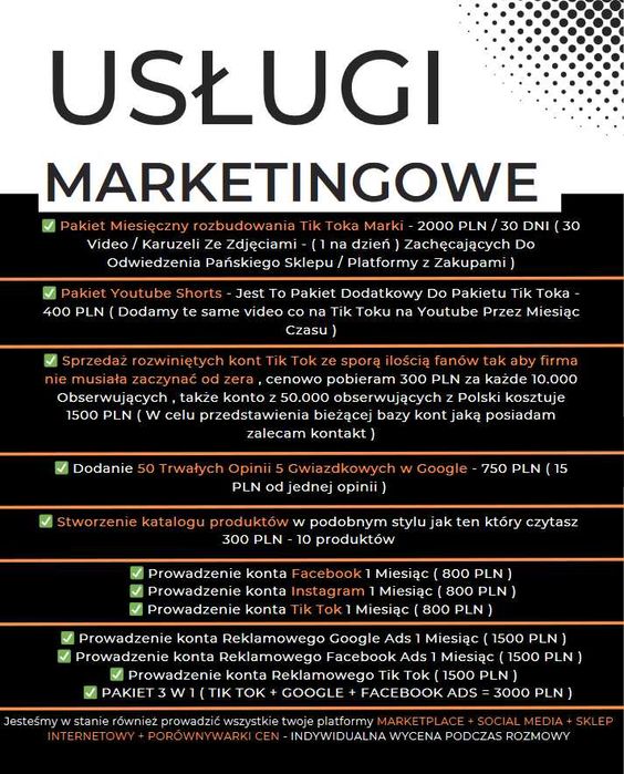 Wsparcie AI Wyświetlenia Tik Tok Youtube Marketing Tworzenie Stron Ads