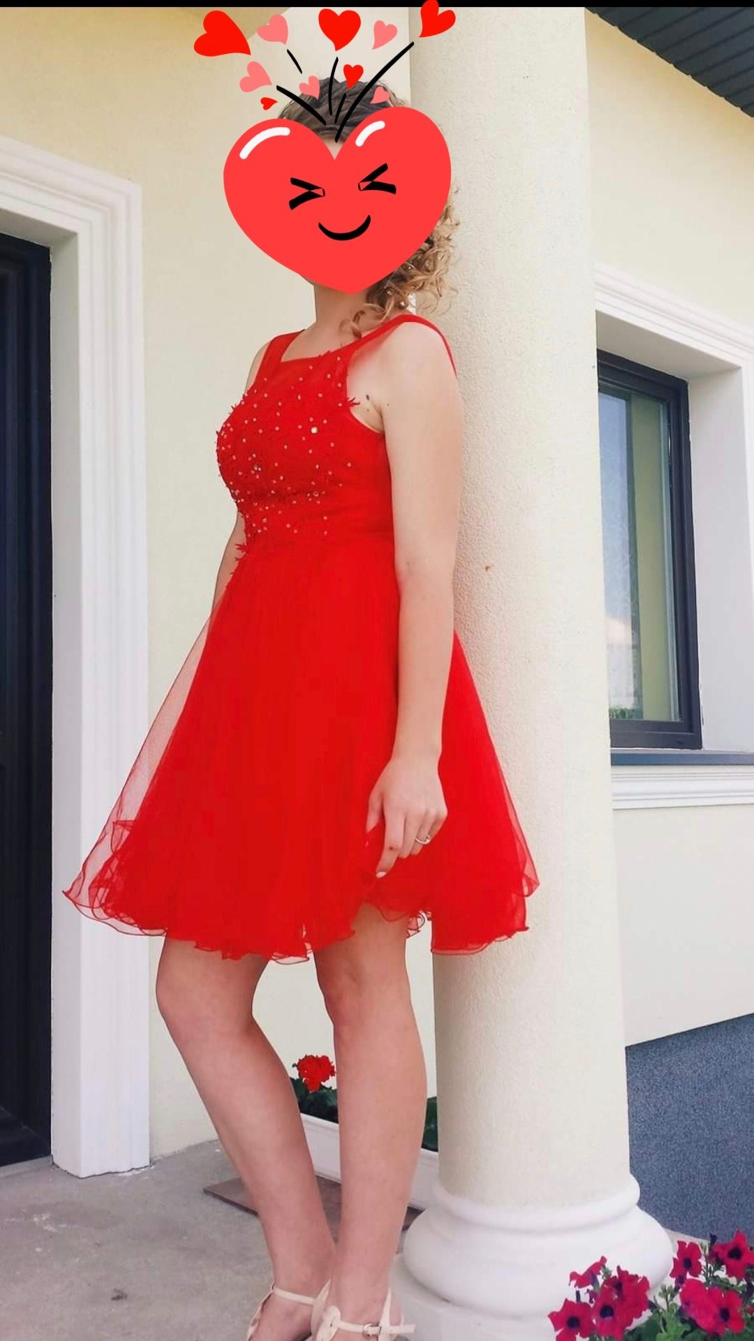 Krótka sukienka tiulowa krwistoczerwona