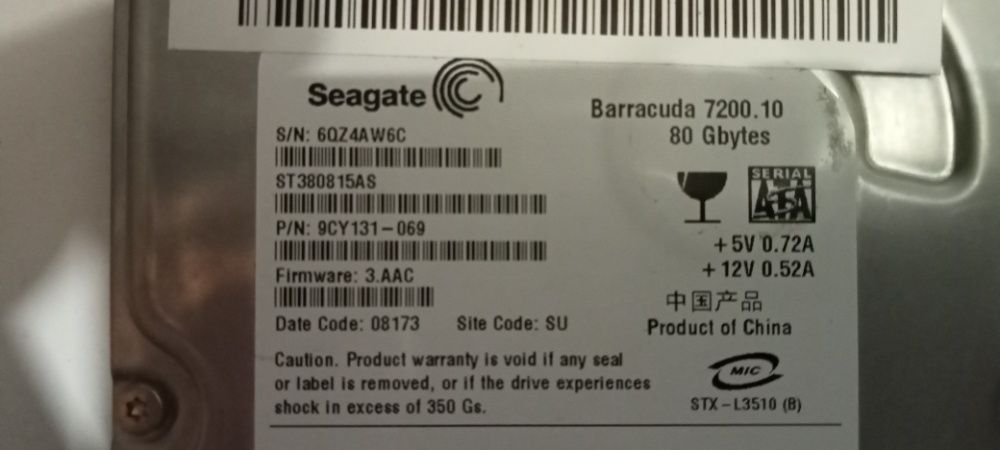 DIsco HDD 80GB Seagate SATA