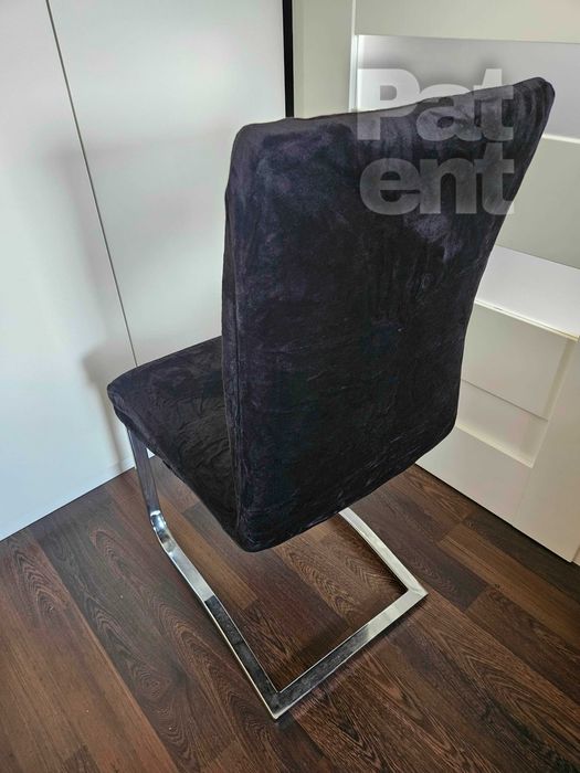 Pokrowce na krzesła miękkie welurowe czarne 6 sztuk welvet
