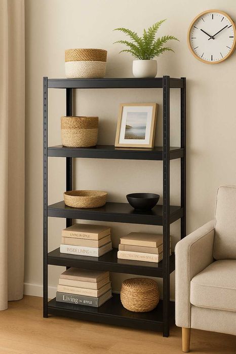 Чорні міцні стелажі для дому та побуту 180х90х40 - МДФ,ДСП, для побуту