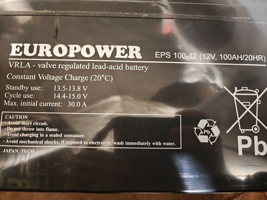 Europower 100ah 12v na magazyn 6 sztuk