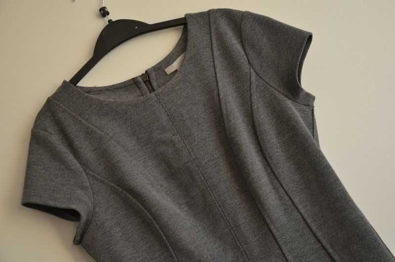 H&M elegancka ołówkowa sukienka damska szara do pracy biura jak nowa S