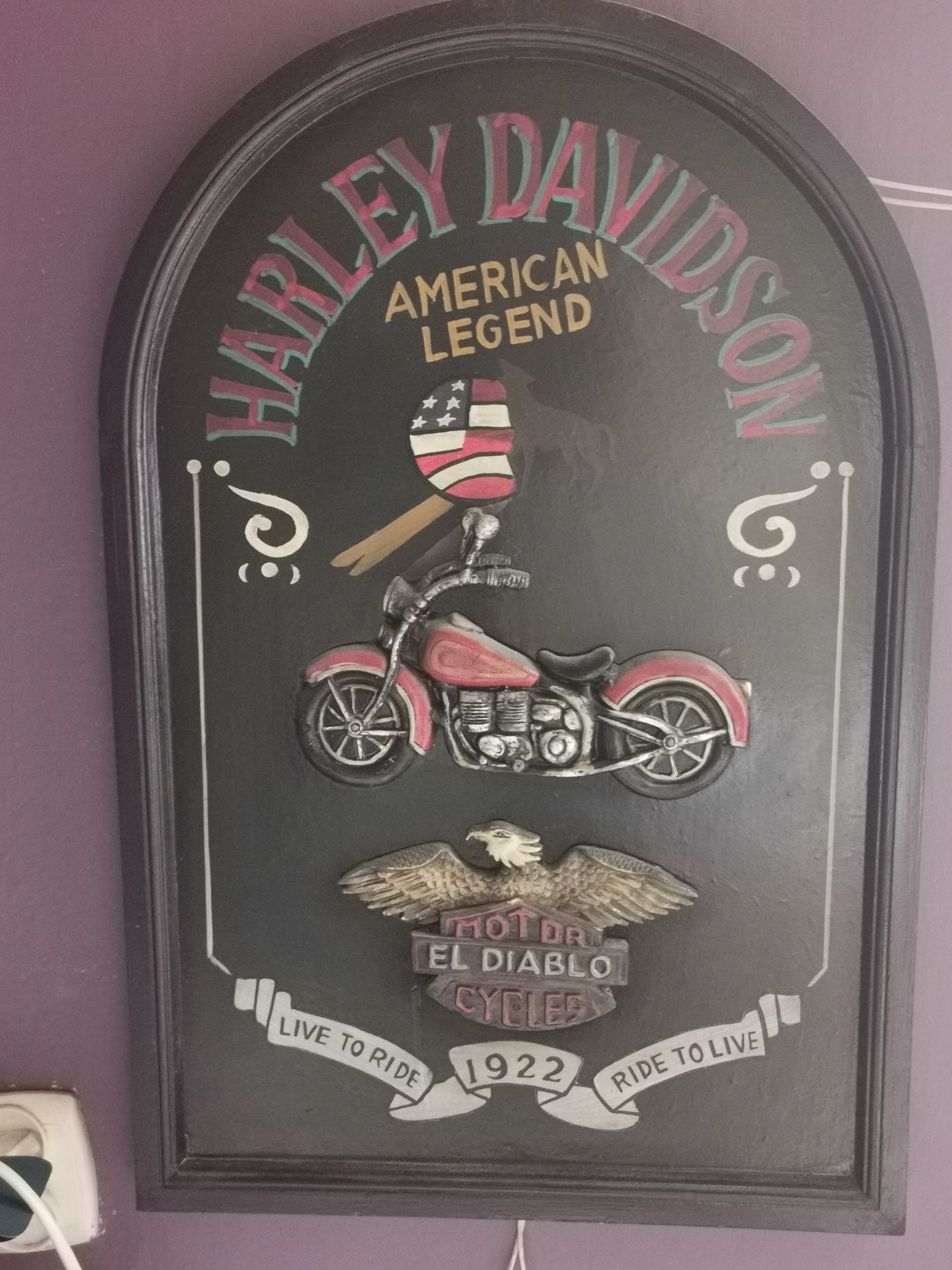 Tablica drewniana Harley Davidson 3D