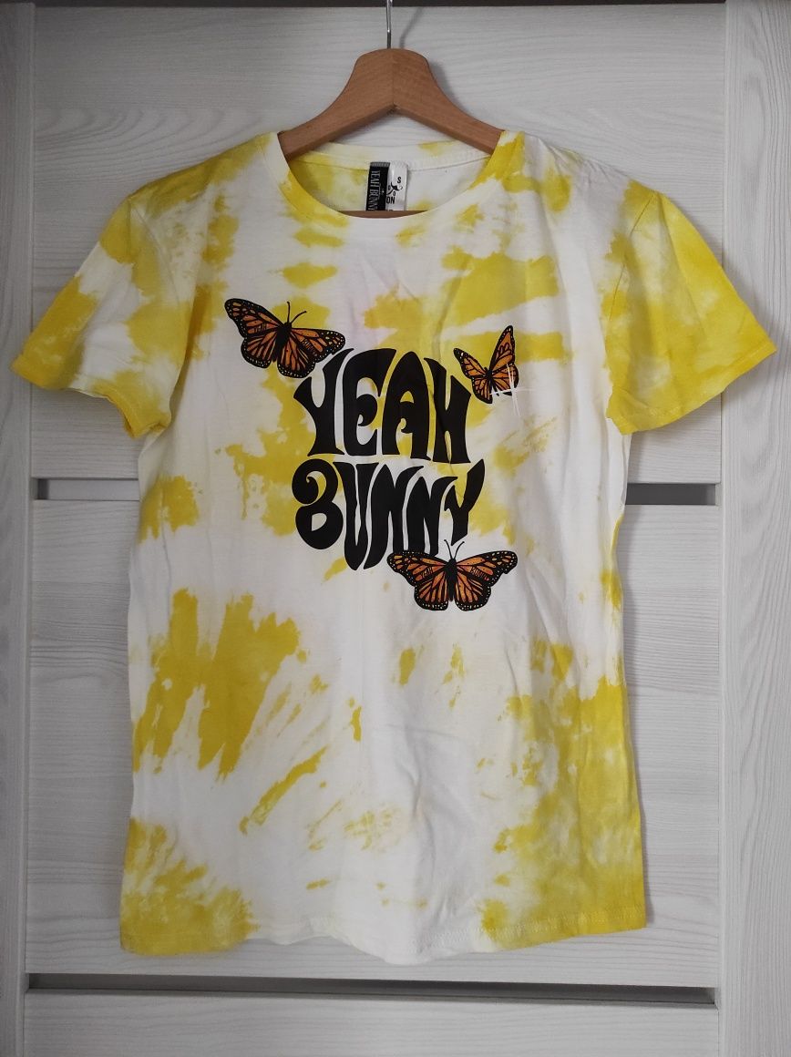 Bluzka Yeah Bunny S nowa motyl tie dye żółty