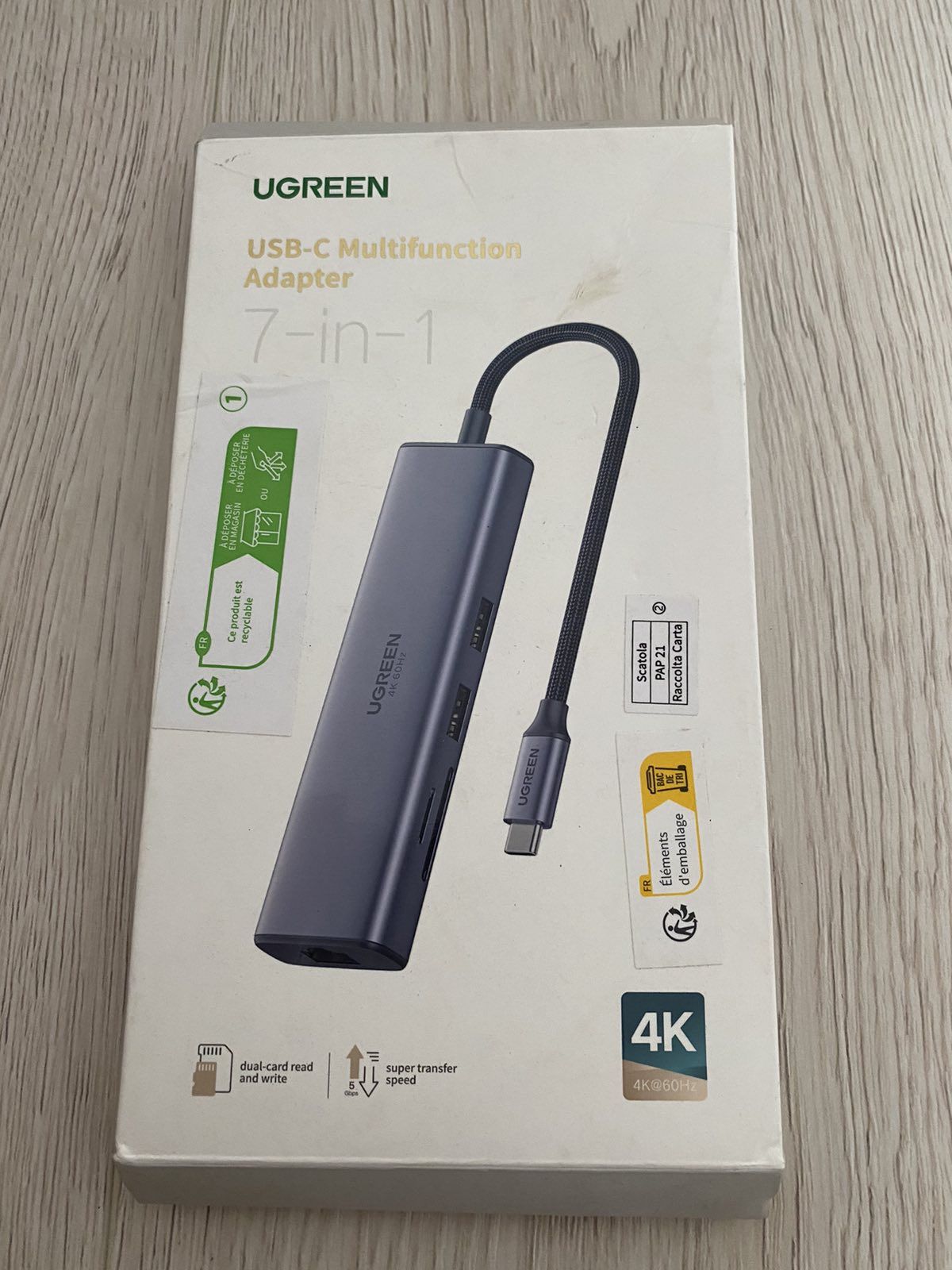 Хаб для Макбука M1 M2 7-в-1 Ugreen USB C Gigabit Ethernet Rj45 LAN 4k