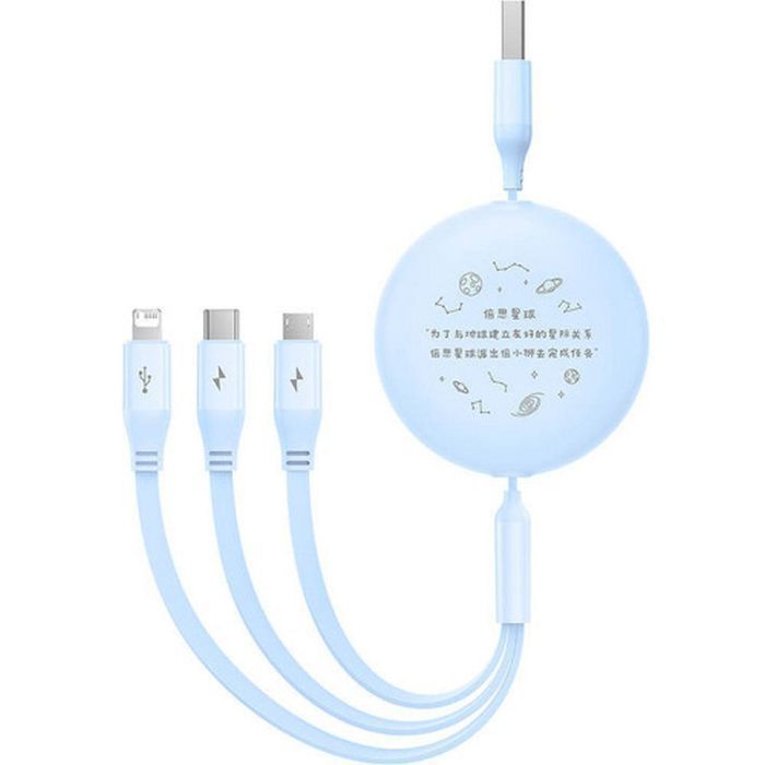 BASEUS kabel zwijany 3w1 USB A do Micro USB / Lightning / Typ C 3.5A