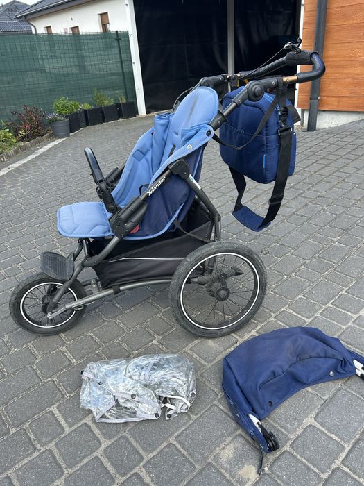 Wózek biegowy xlander niebieski torba oslona przeciwdeszczowa