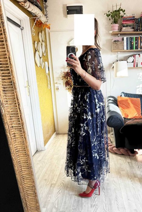 Granatowa sukienka maxi 50