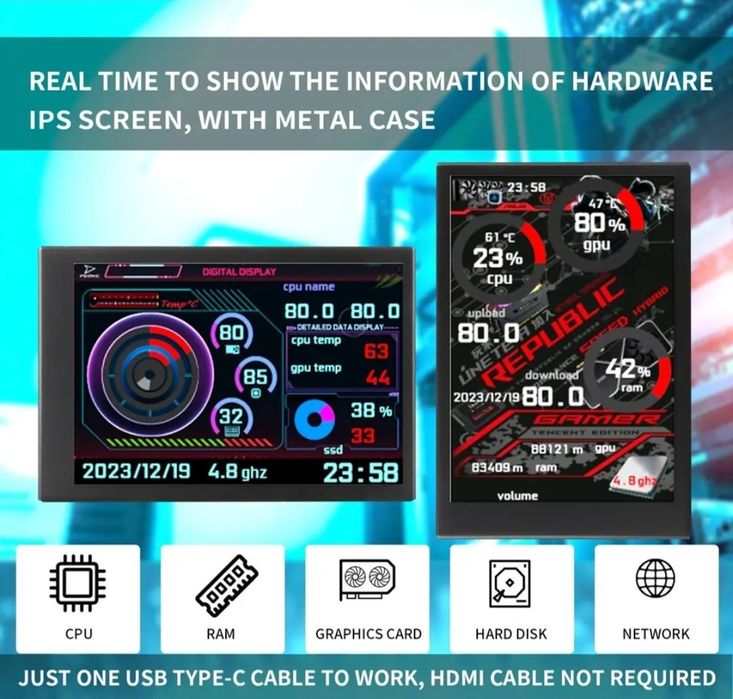 (НОВЫЙ) Экран для мониторинга информации о состоянии работы ПК AIDA64