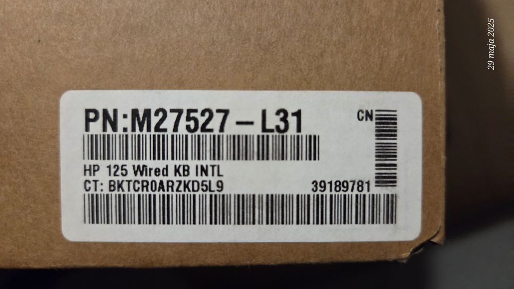 Nowa klawiatura przewodowa HP 125 Wired KB INTL M27527-L31