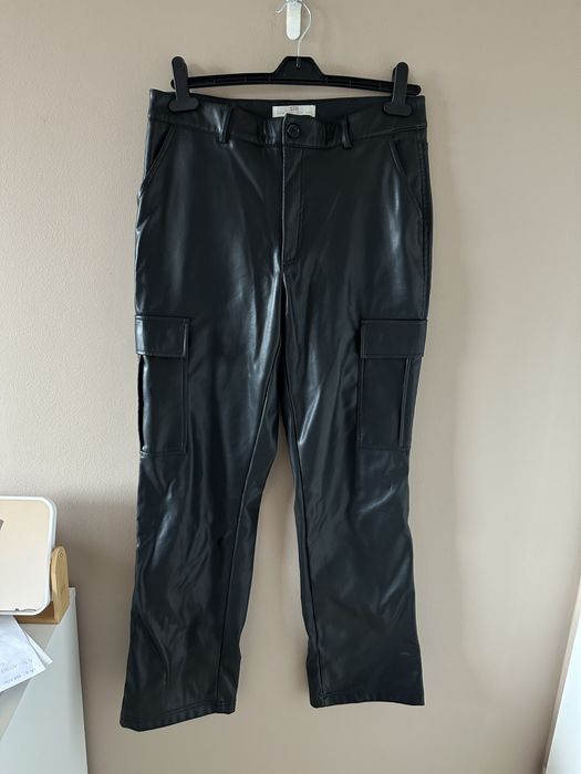 Skorzane spodnie proste L XL